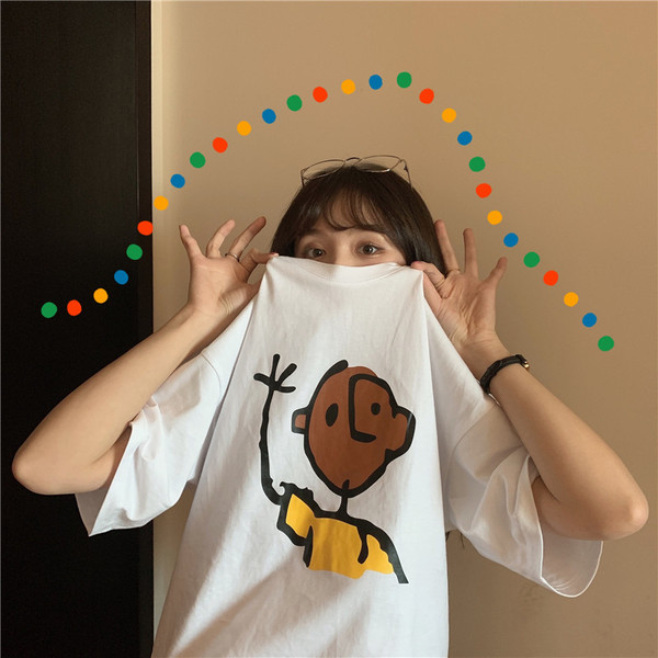 Official picture white T-shirt short sleeve summer 2021 new Korean print loose T-shirt