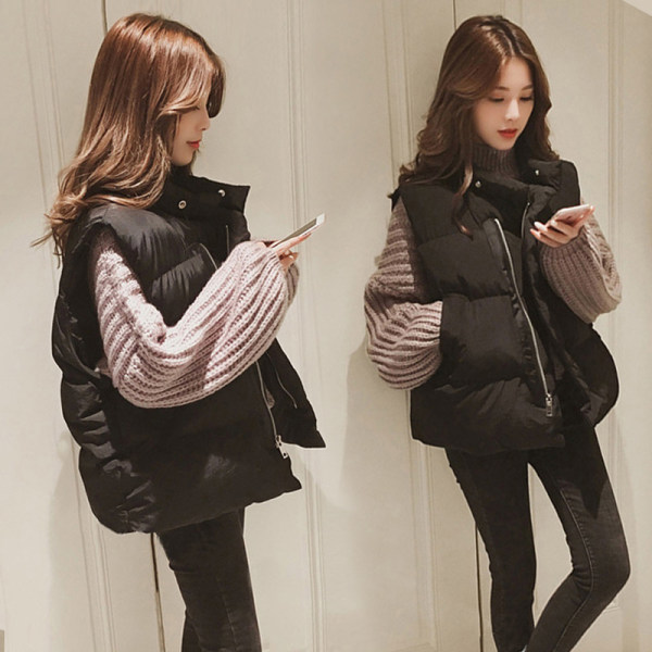 2021 cotton vest female winter short down cotton vest Student Korean loose thickened cotton vest