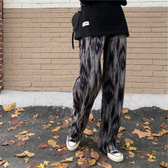 Pants women's loose Korean tie dyed pants autumn and winter loose straight tube casual slim versatile striped wide leg pants