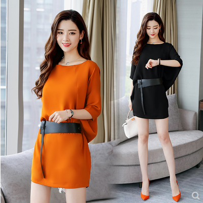 New women's dress in summer 2020 bat sleeve loose and thin temperament lady medium length fashion skirt dress