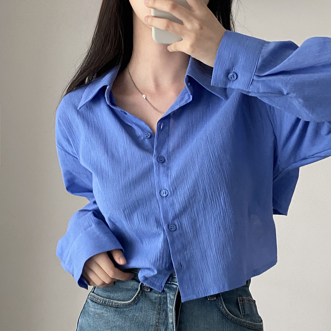 Korean ins summer long sleeve sunscreen shirt careful machine back strap shirt