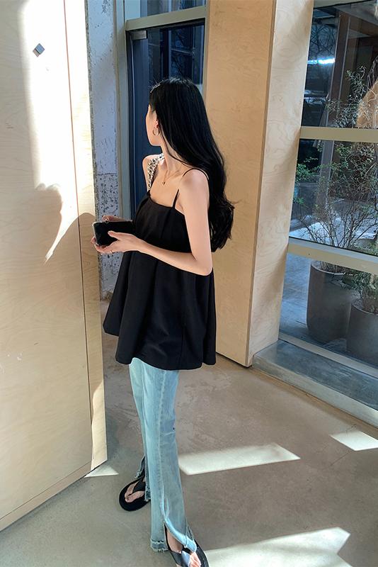 Loose white backless halter top for women in summer, sweet hottie sexy slim pure desire sleeveless outer wear versatile vest
