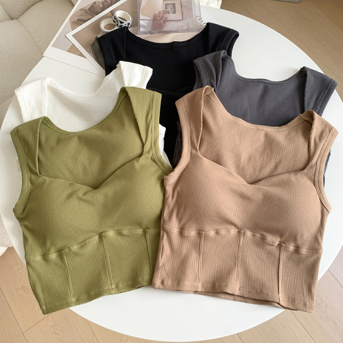 Real price real price Autumn Korean version of the all-match solid color inner vest female self-cultivation beautiful back tube top outer wear wrapped chest