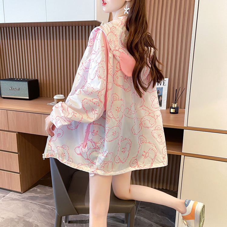 Real shot-Summer loose casual western style all-match thin zipper cardigan sunscreen jacket for women