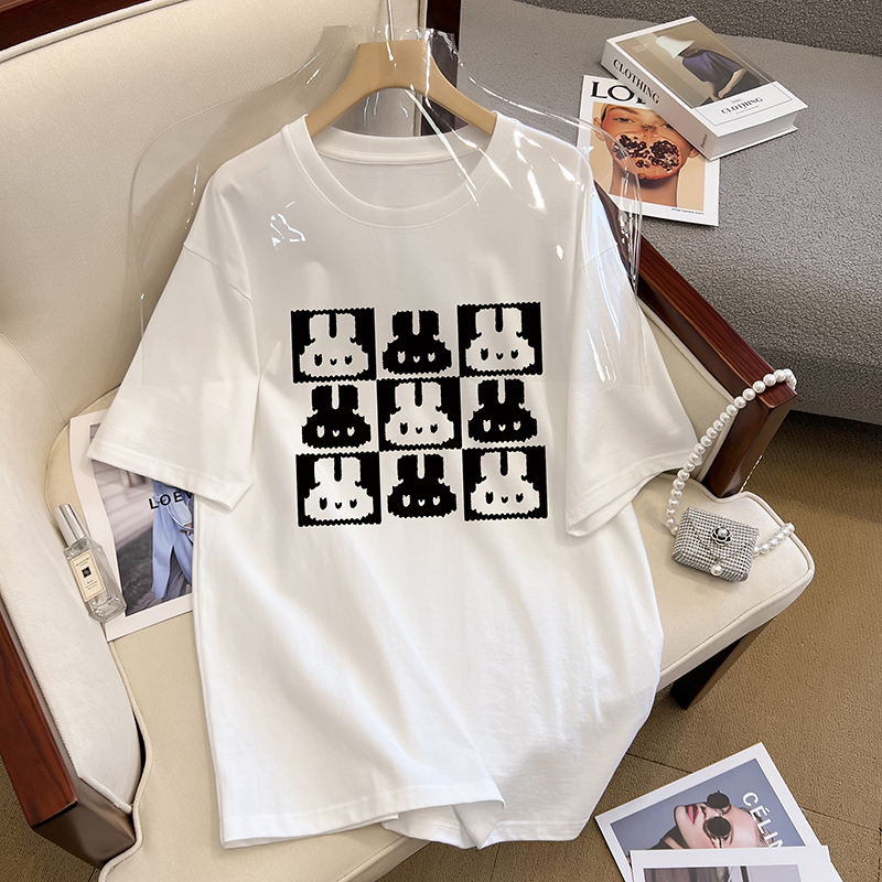 200g_230g Backpack Spring and Summer Pure Cotton Printed Short-sleeved T-Shirt