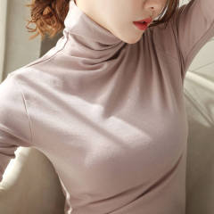 Women's long sleeve solid color autumn winter Korean women's warm and slim T-Shirt Top