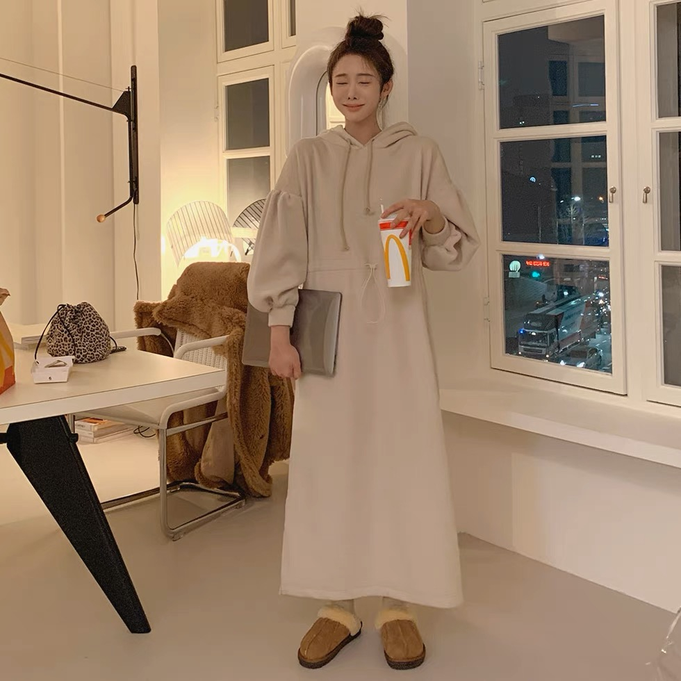 Large size fat MM pregnant mother can wear Korean chic autumn and winter simple casual dress female 22 new sweater dress