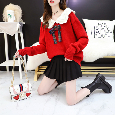 Net red knitted top women's early autumn 2020 new Korean loose sweet college style fresh sweater