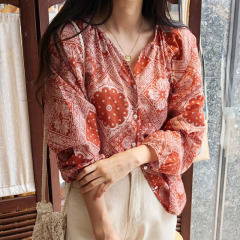 South Korea East Gate summer 2020 new thin print loose retro fit with long sleeve shirt