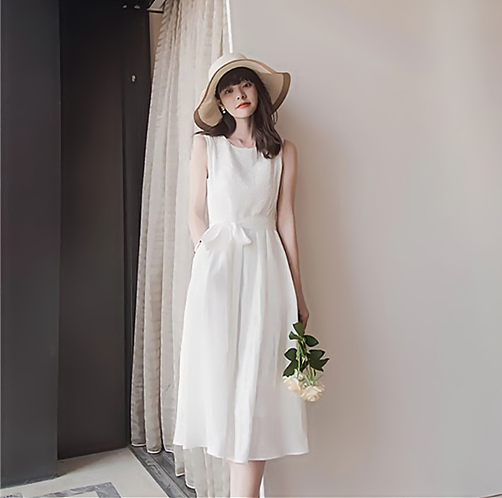 White First Love Dress Chiffon Lace patchwork dress 2020 summer women's Platycodon skirt forest department long skirt fairy temperament