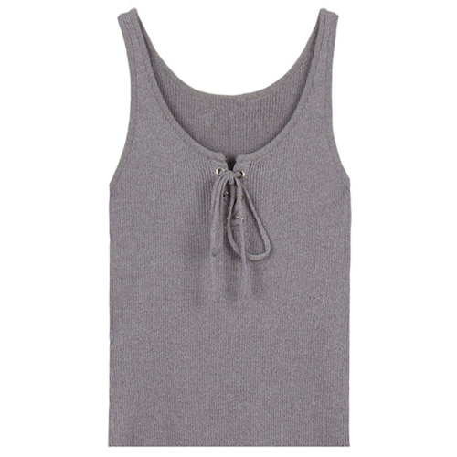 Sleeveless knitting lace up mschf Hong Kong Style suspender vest for women wear outside with bottoming tank top fashionable in summer