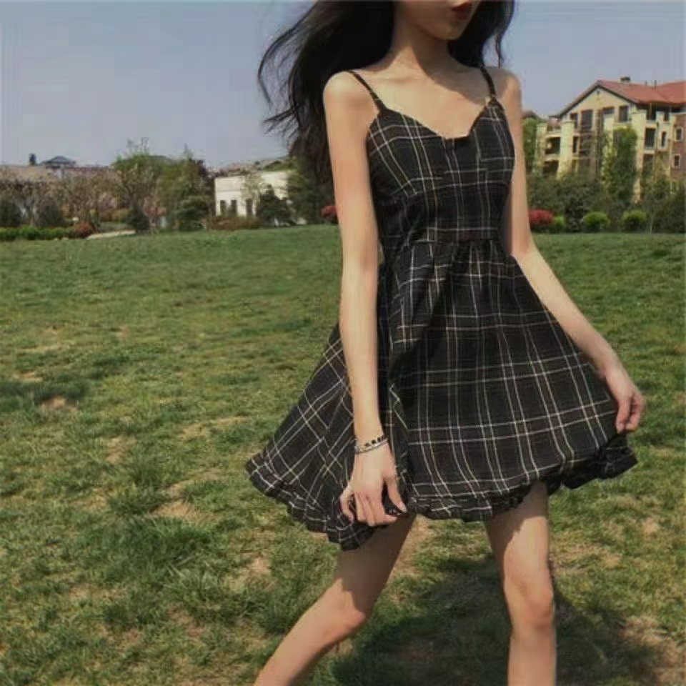 Zhixun Vintage Kikyo Skirt Fairy Super Xiansen High Waist Egg Skirt French First Love Strap Dress Summer