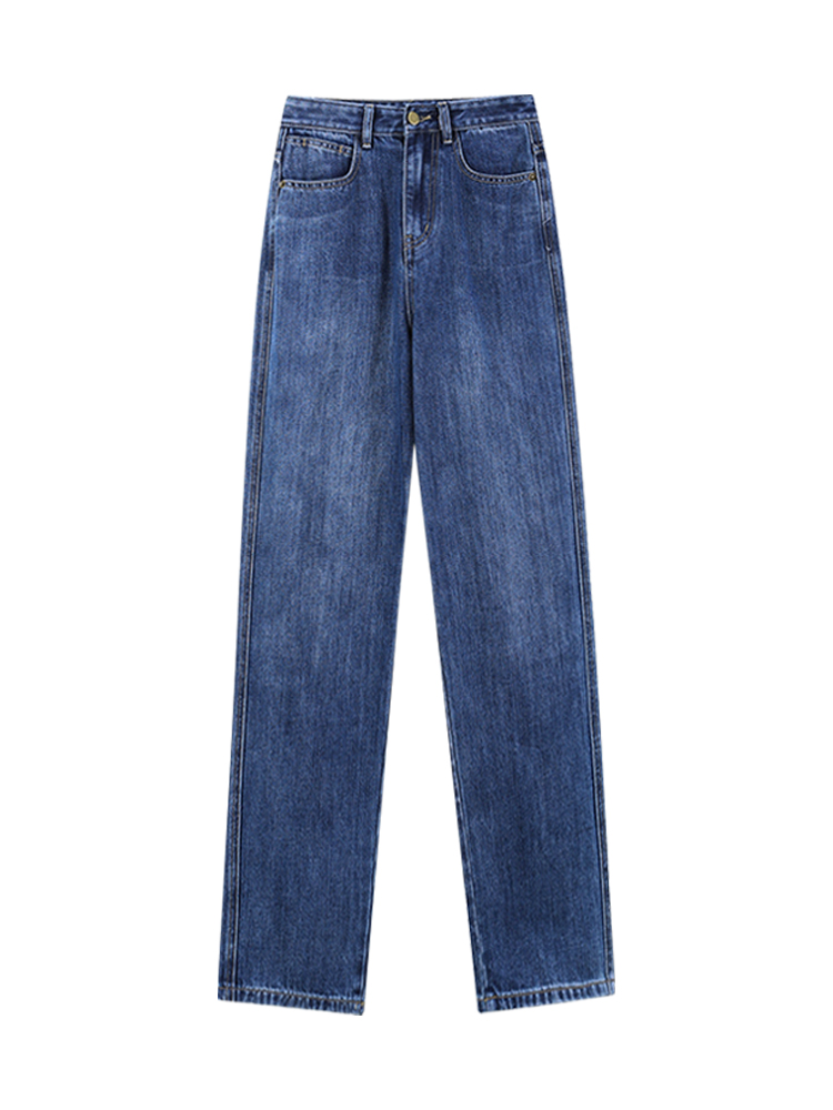 EM August wide-leg jeans for small people, spring wear, 2022 new women's straight design niche pants for slimming