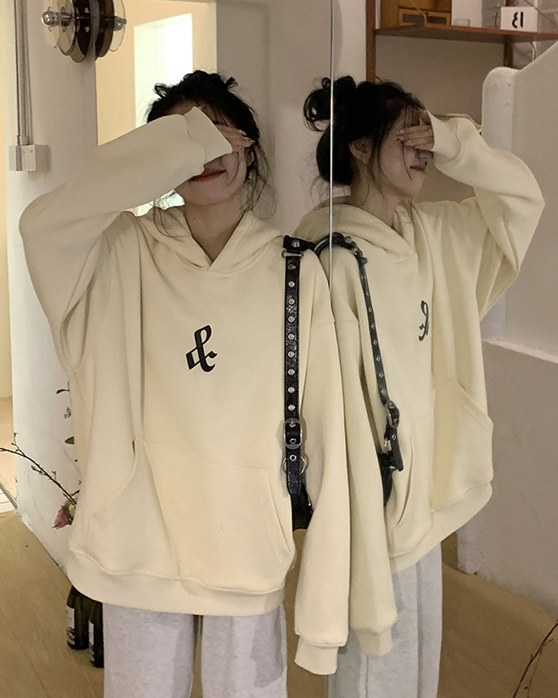 Big fish scales 260g 100% polyester thin sweater women's hooded print rear bag double cap