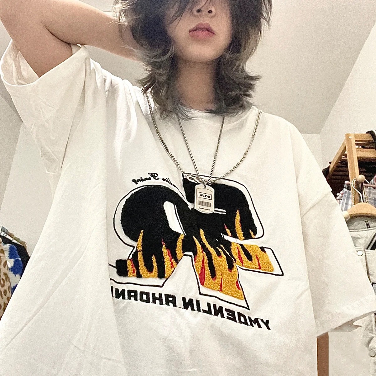 Korean 2022 minority loose short sleeve T-shirt women's funny sweet top