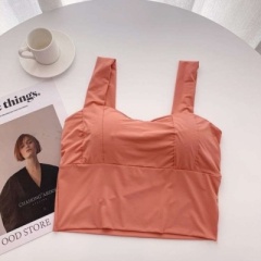 Ice silk traceless one piece sling waistcoat, bra covering, gathering, no steel ring, anti light underwear