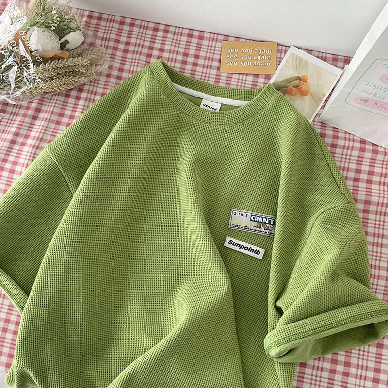 Item number official tuwaffle summer round neck short sleeve T-shirt women's Korean loose chic half sleeve top