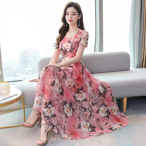 Ethnic style floral dress women's summer 2023 fashion summer slim dress