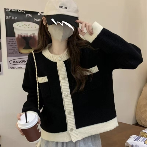 Japanese retro green short knitted sweater coat women's autumn and winter winter thickened outerwear cardigan loose lazy style