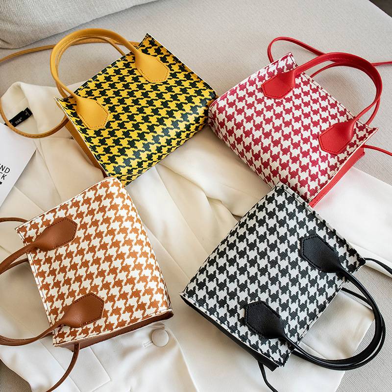 Korean printed thousand bird check color matching mobile phone bag single shoulder diagonal cross portable anti-theft women's bag