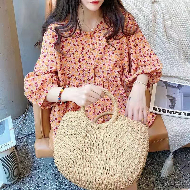 2022 summer new Japanese BM style lazy chic versatile 5-sleeve shirt Hong Kong Vintage top doll shirt