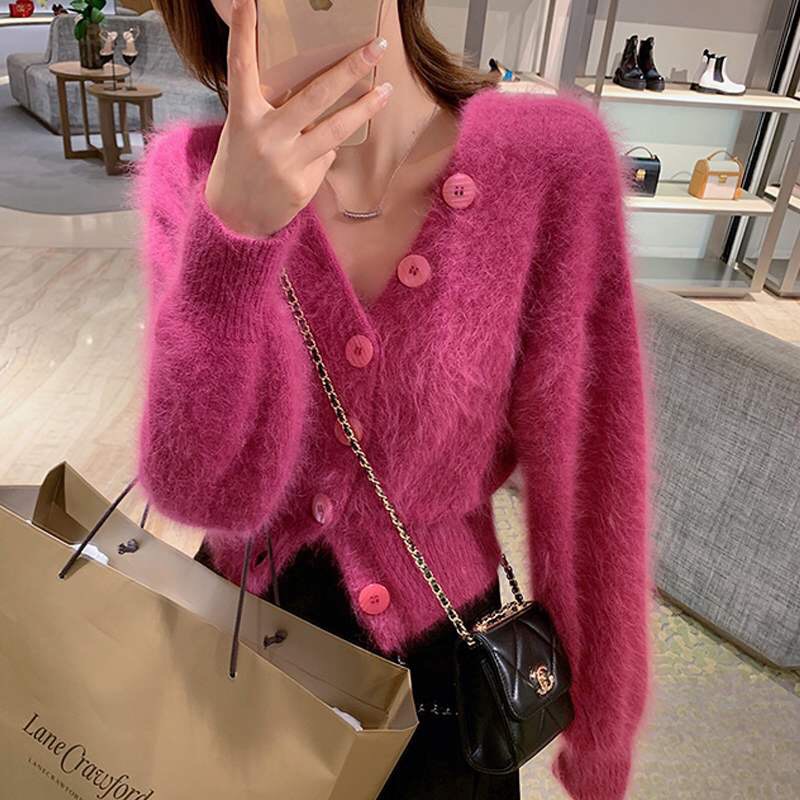 Ziqing mink wool knitted cardigan for women in autumn and winter