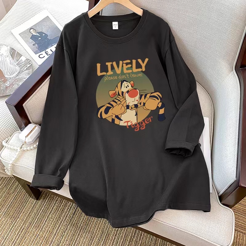 Cotton bag back collar long-sleeved t-shirt women's trendy 2022 summer new tiger print fashion top