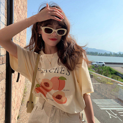 Milk silk 12, cotton 18 short-sleeved t-shirt female oversize design sense niche summer loose top