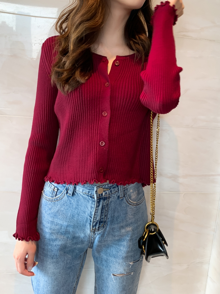 Early autumn net red short top 2020 spring autumn winter new long sleeve loose knit cardigan coat bottom sweater for women