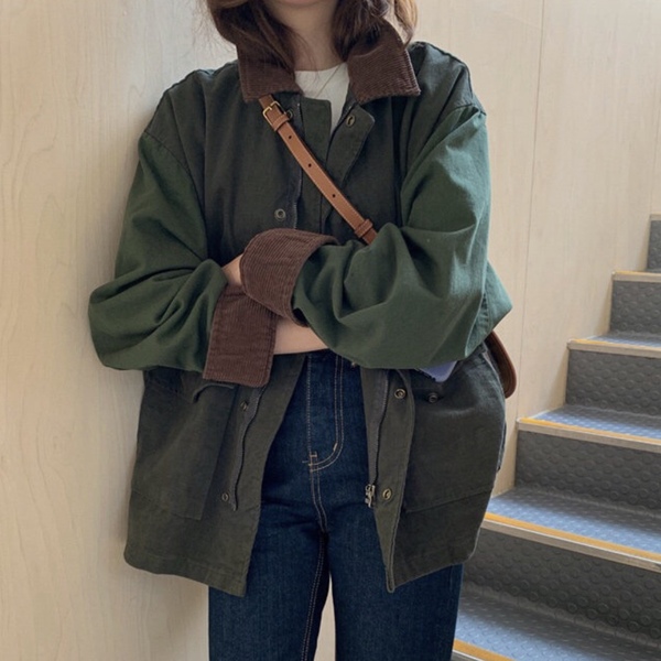 Cotton linen fabric 2021 autumn and winter new loose fashion work coat women