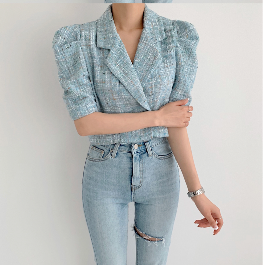 Bubble sleeve name heating small fragrant style short suit jacket woman