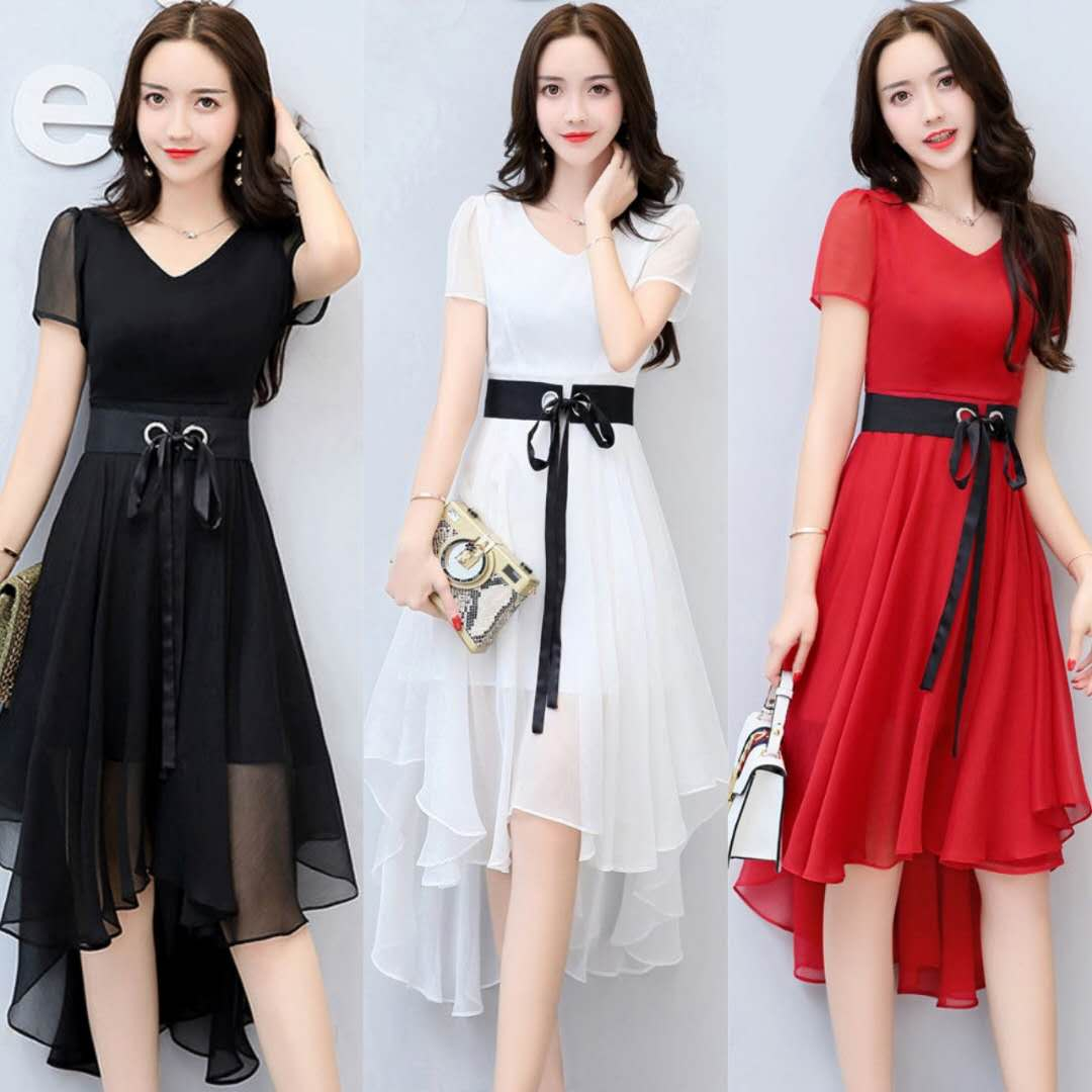 Summer slim Chiffon Dress 2020 summer new women's Korean version thin medium long small fragrant skirt children