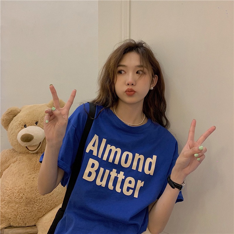 Guantu cotton 2022 short sleeve T-shirt women's summer round neck loose top