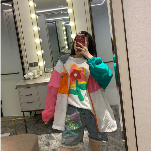 Smiling face sunscreen women's 2023 new Korean style summer thin coat loose casual outer wear trendy