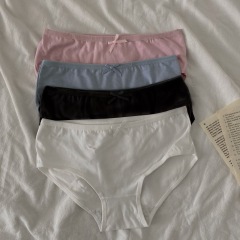 Real shot real price summer solid color mid waist breathable girl's underwear hip lift versatile cotton antibacterial briefs 4 Pack