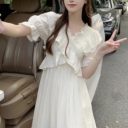 French Chic High Waist 2023 New French Style Design Sense of Niche Style Lady Dress