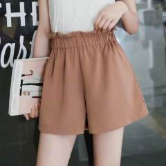 Flower bud wide leg shorts women's new summer wear show thin high waist Korean loose black casual shorts women's fashion