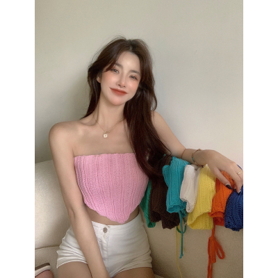 Korean 2022 summer slim sexy bra short lace up vest design women's top