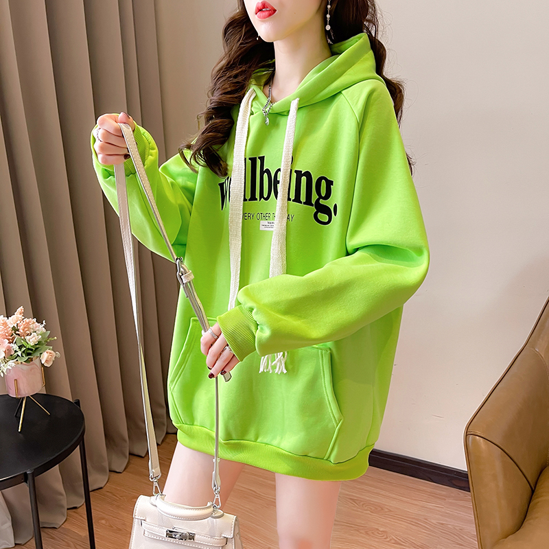Real shot of 25 cotton spring clothes 2023 design trend letter printing thin section hooded long-sleeved sweater