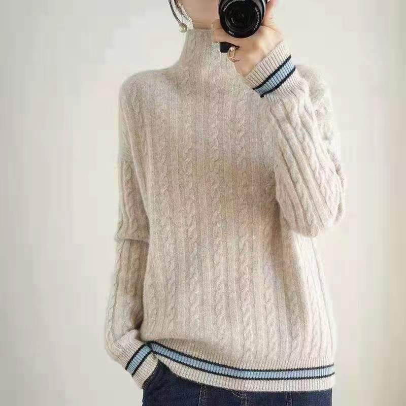 Autumn and winter new half high collar cashmere sweater women's Pullover thickened sweater
