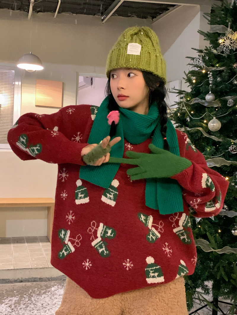 Real price Christmas Sweater autumn and winter new loose and lazy outer sweater coat
