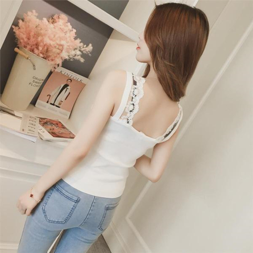 Spring and summer new Korean version lace suspender bottoming blouse women's chic solid color versatile knitted vest top