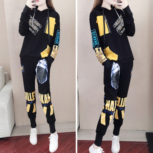 Autumn and winter sports suit women 2020 new Korean version loose personality fashion temperament casual sweater two piece suit fashion