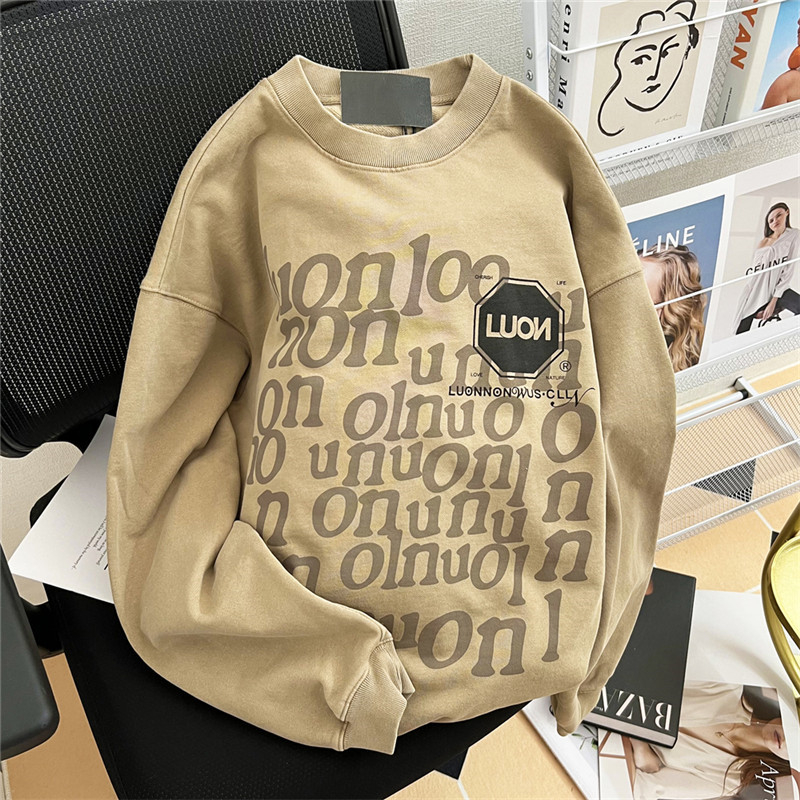 65% cotton fish scale cloth sweater women's spring and autumn tide round neck thickened student loose long-sleeved coat top