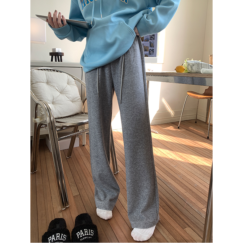 Real shot Korean style gentle style all-match mopping pants women's high waist drooping wide leg casual trousers 2022 new
