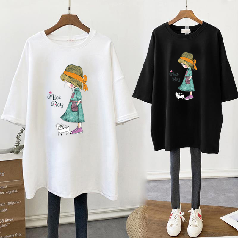 Cotton summer lovers short sleeve T-shirt women loose Korean student top