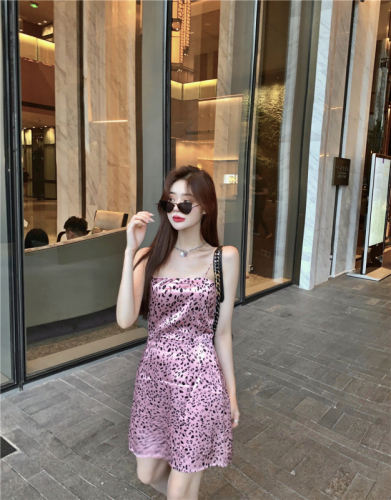 Real photo, real price, Korean Sexy Leopard Print, waist closed, thin dress, female