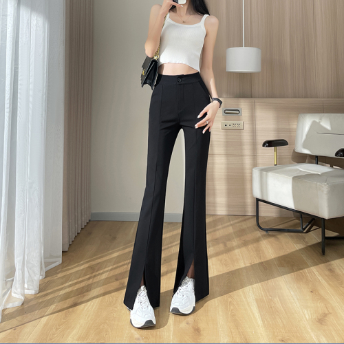 Actual shot #flared pants spring and summer 2024 high-waist slim and drapey little internet celebrity black suit bootcut pants