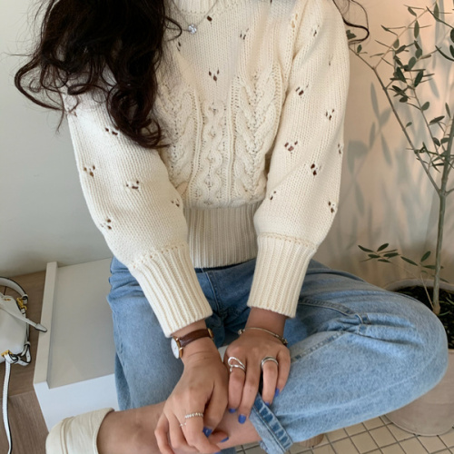 Korean autumn and winter new fashion small fragrance sweet hemp pattern knitted sweater