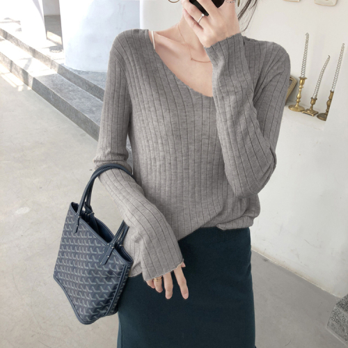 Lazy wind long sleeve autumn clothes women wear loose Pullover V-neck spring and autumn t-shirt t-shirt Korean 2020 versatile top